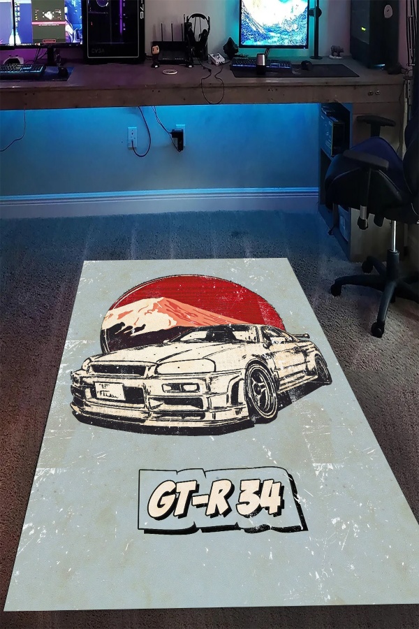 Initial D JDM Anime Araba Desenli Oyuncu Gamer Genç Odası Halısı