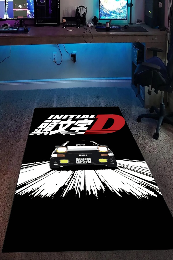 Initial D JDM Anime Araba Desenli Oyuncu Gamer Genç Odası Halısı