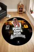 GTA CD Desenli Yuvarlak Oyuncu Playstation Xbox Gamer Genç Odası Halısı