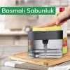 EÇB İkisi Bir Arada  Basmalı Pratik Sıvı Sabunluk Pompası ve Bulaşık Yıkama Süngeri Haznesi