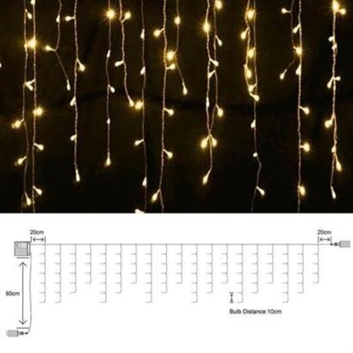 EÇB 8 Fonksiyonlu 16 Saçaklı Perde Led 3 x 1 (Günışığı)