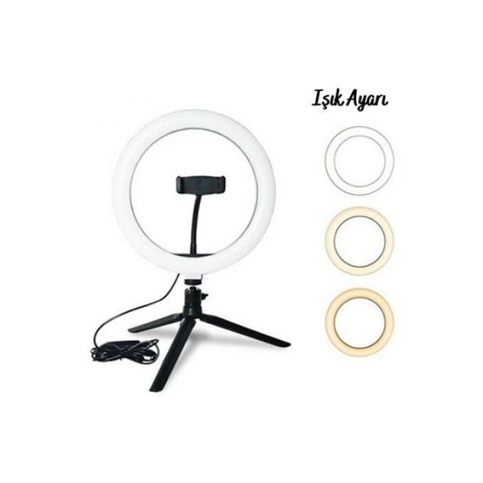 EÇB 10inç 26cm Youtube Instagram Tiktok Selfie  Stüdyo Video Fotoğraf Ring Light  Tripod Led Hal