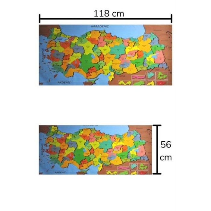 EÇB Renkli Türkiye Haritası Manyetik Yapıştırıcı Gerektirmeyen Duvar Stickerı 118 CM * 56 CM