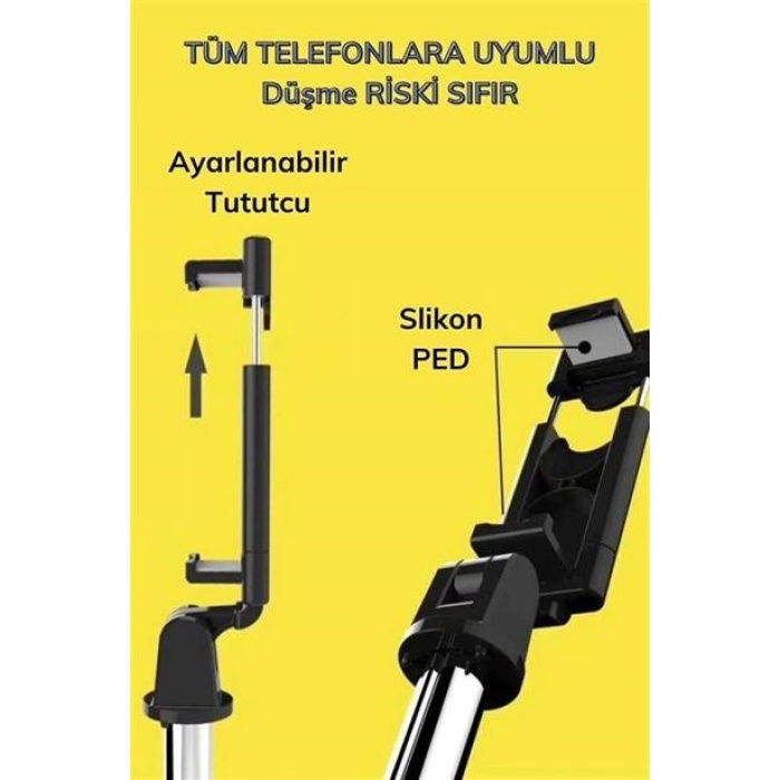 EÇB Sabitlenebilir Cep Telefon Tutucu  Ayarlanabilir Taşınabilir 3 Ayaklı Tripod Selfie Çubuğu