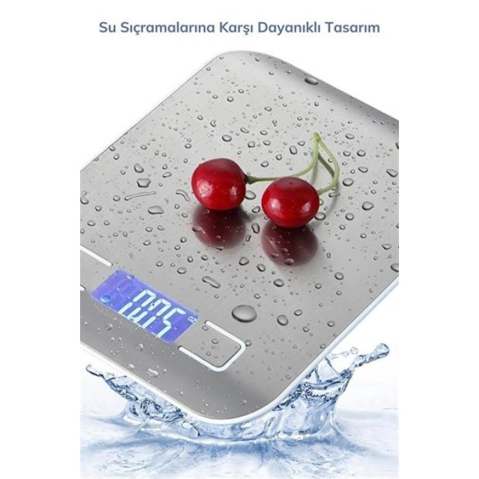 EÇB TF 1002 Hassas Ölçümlü  Maksimum 5 Kg Kapasiteli Led Ekran Platin Dijital Mutfak Tartısı