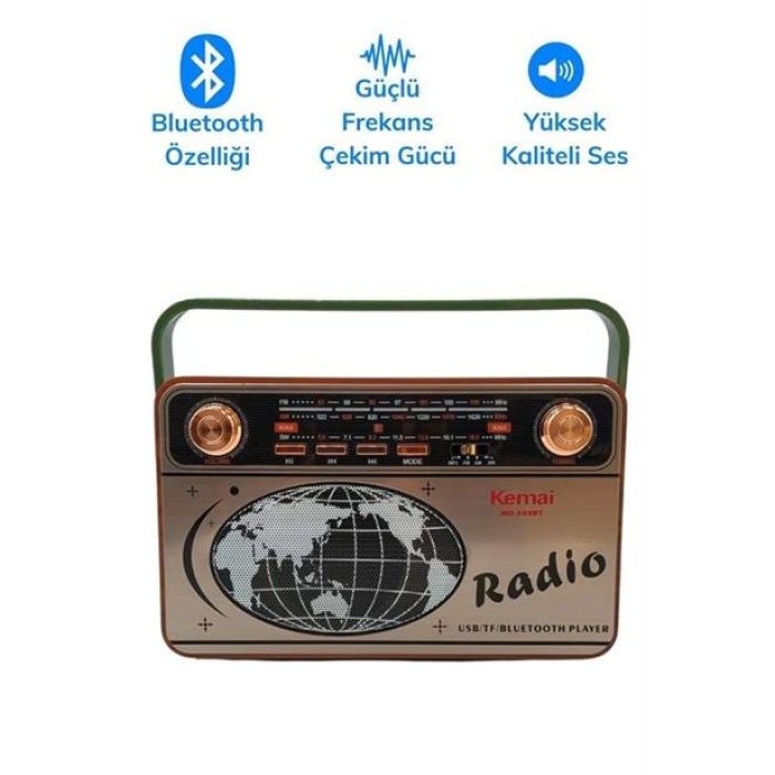 EÇB 503B Dekoratif Eskitme Nostalji Uzaktan Kumandalı Radyo Usb/Aux/Hafıza Kartı/Bluetooth/Şarjl