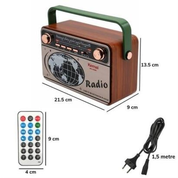 EÇB 503B Dekoratif Eskitme Nostalji Uzaktan Kumandalı Radyo Usb/Aux/Hafıza Kartı/Bluetooth/Şarjl