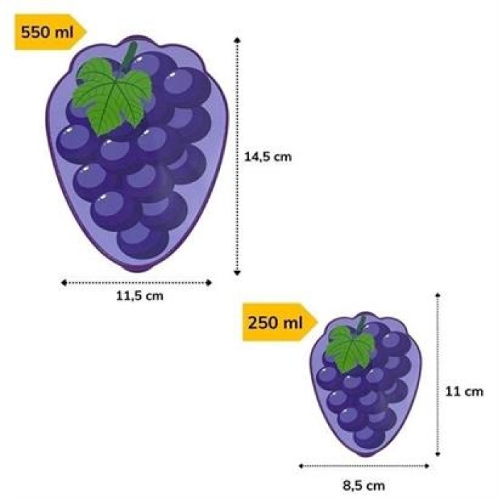 EÇB 2li İç İçe Geçebilen Üzüm Model Saklama ve Beslenme Kabı Seti (550 ml + 250 ml)