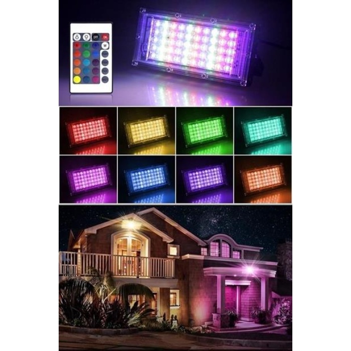 EÇB Kumandalı Led Işık Dış Cephe Aydınlatması Çok Renkli RGB Led Panel Işık PartiLed Aydınlatma