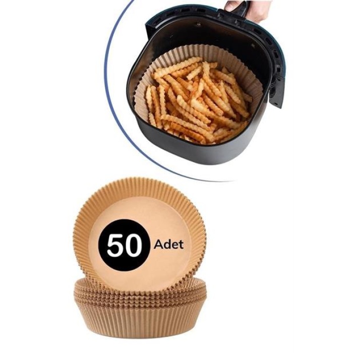 50 Adet Air Fryer Pişirme Kağıdı Tek Kullanımlık Hava Fritöz Yağ Geçirmez Yapışmaz Tabak Model