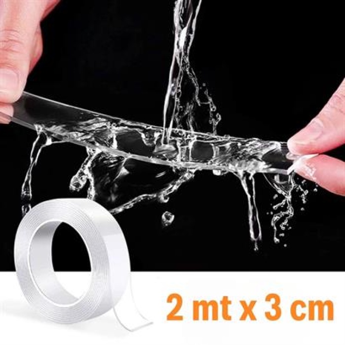 EÇB Ultra Güçlü Çift Taraflı 2 mt x 3 cm Çift Taraflı Nano Bant