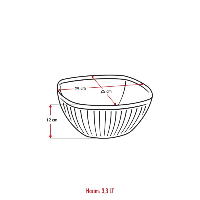 Akrilik Barok Şeffaf Büyük Kare Meyve & Salata Kasesi & Karıştırma Kabı / 3,3 Lt  (CAM DEĞİLDİR)