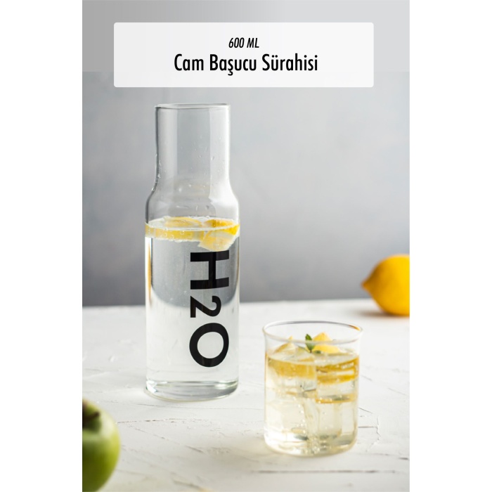 Borosilikat Cam Siyah Başucu Sürahisi & Cam Sürahi * 600 ml