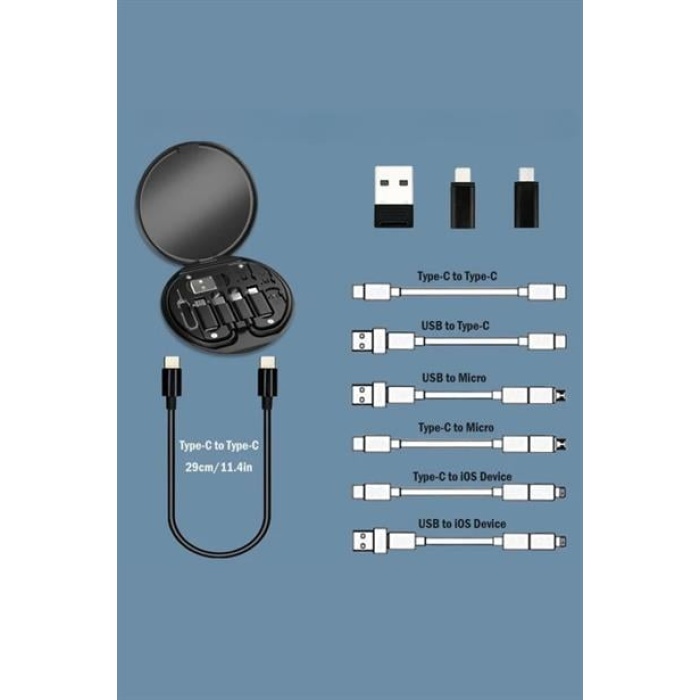 EÇB 60w Destekli Kablo Kutusu Seyahat Kablo Seti 5i 1 arada USB Type-C Şarj Kablosu Seti