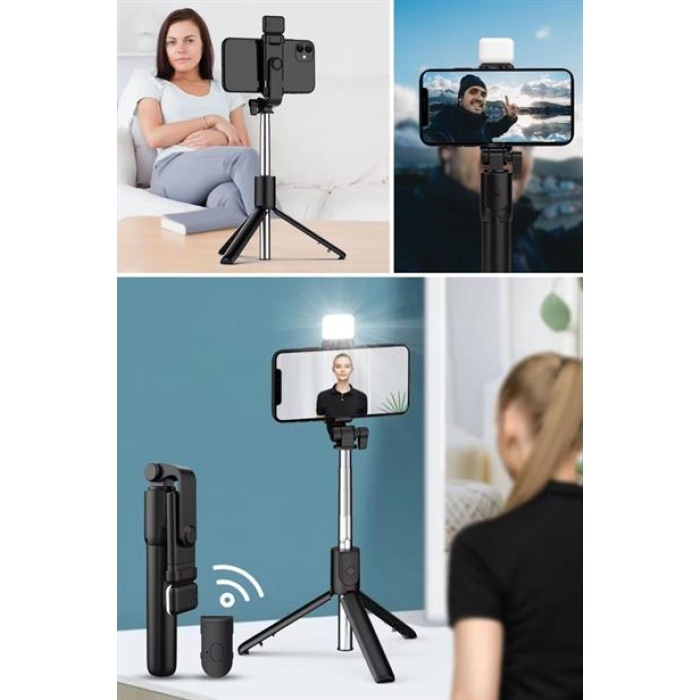 EÇB Kendiliğinden LED Işıklı Kumandalı Uzayabilen Selfie Çubuğu,Masa Üstü Tripod