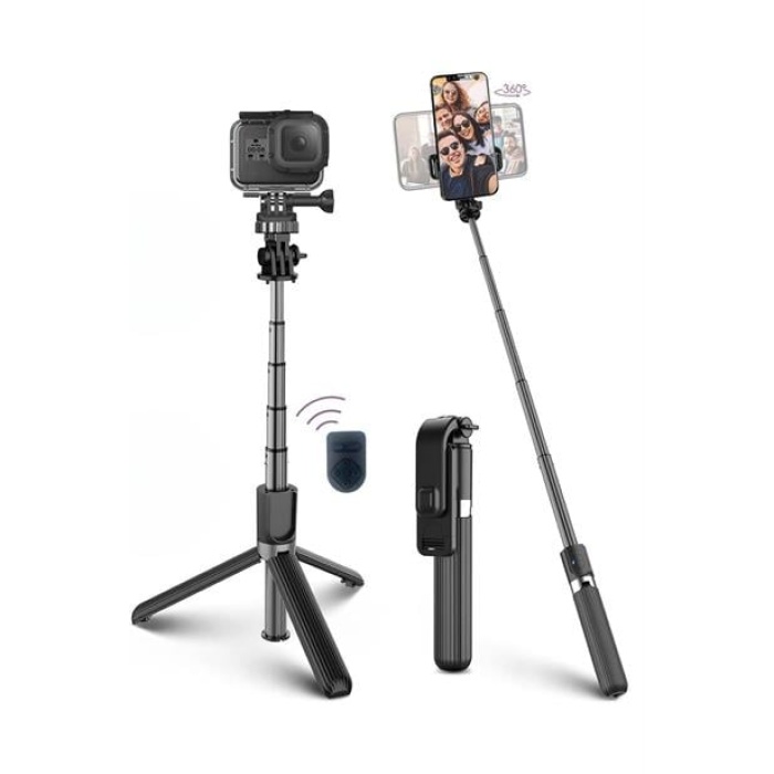 EÇB Fotoğraf Makinası ve Telefon Takılabilen 2si 1 Arada 2.2m Uzayan Selfie Çubuğu Kumandalı Tripod