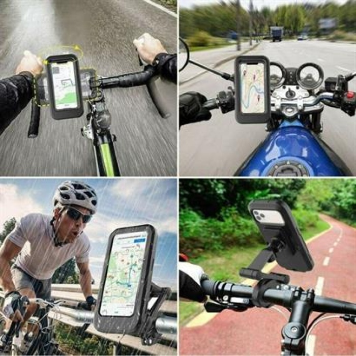 EÇB Motosiklet,Bisiklet,Atv Koluna Takılabilen 360 ° Dönebilir Su Geçirmez Telefon Tutacağı