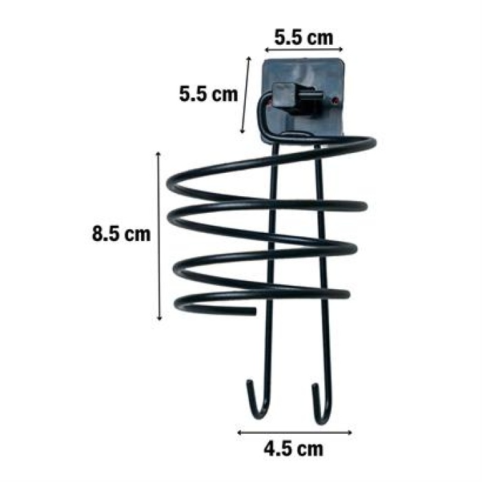 EÇB Kendiliğinden Yapışkanlı Siyah Paslanmaz Metal Fön Makinesi Askısı Saç Kurutma Makinesi Tutacağı
