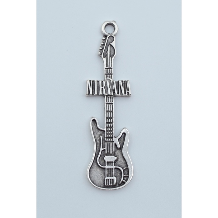 Nirvana Elektro Gitar Gümüş Kaplama Kolye Ucu