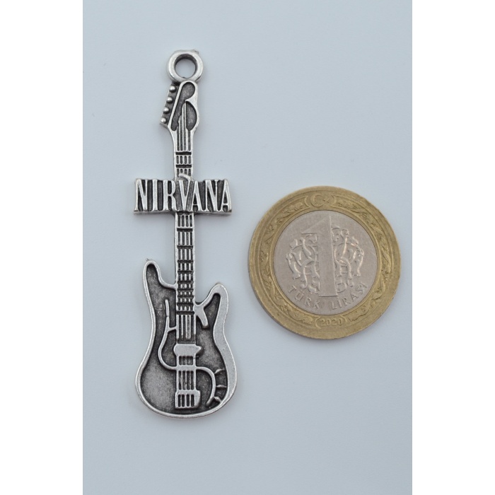 Nirvana Elektro Gitar Gümüş Kaplama Kolye Ucu