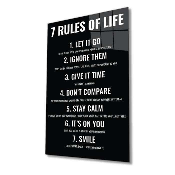 7 Rules of Life Hayatın 7 Kuralı   Dayanıklı Cam