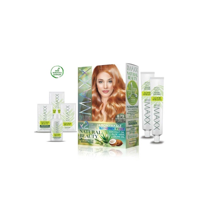 2 Paket Natural Beauty Amonyaksız Saç Boyası 8.73 Altın Karamel