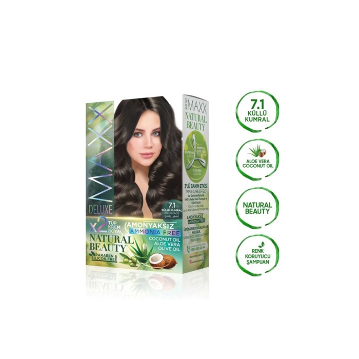 2 Paket Natural Beauty Amonyaksız Saç Boyası 7.1 Küllü Kumral