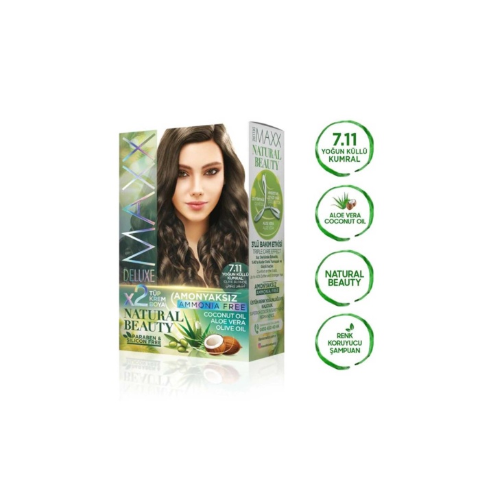 2 Paket Natural Beauty Amonyaksız Saç Boyası 7.11 Yoğun Küllü Kumral