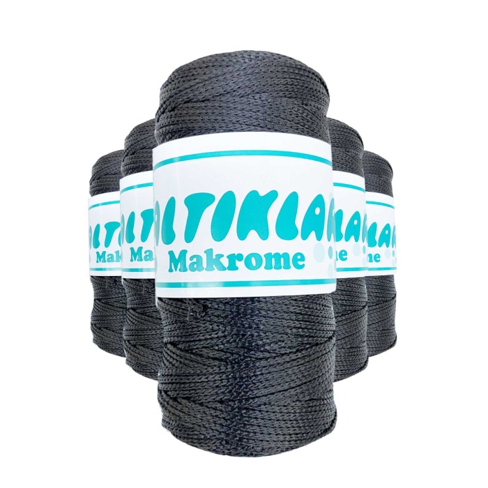 5 Adet Polyester Makrome İpi 68 Füme Gri 100 gr