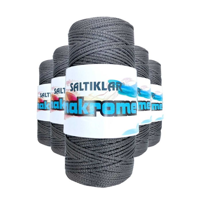 5 Adet Polyester Makrome İpi 420 Koyu Gri 100 gr