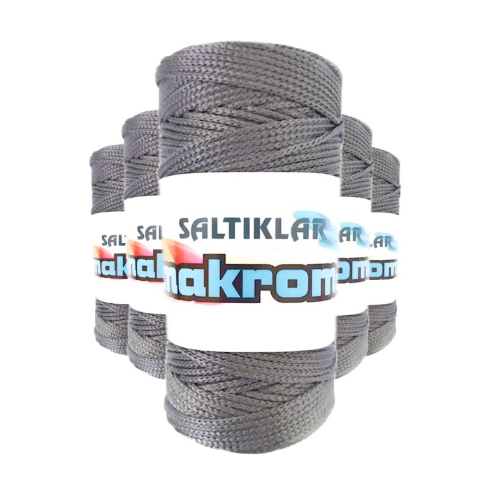 5 Adet Polyester Makrome İpi 423 Gri 100 gr