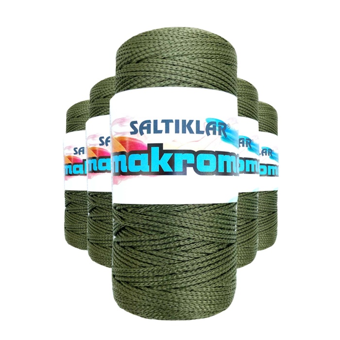 5 Adet Polyester Makrome İpi 2860 Haki Yeşil 100 gr