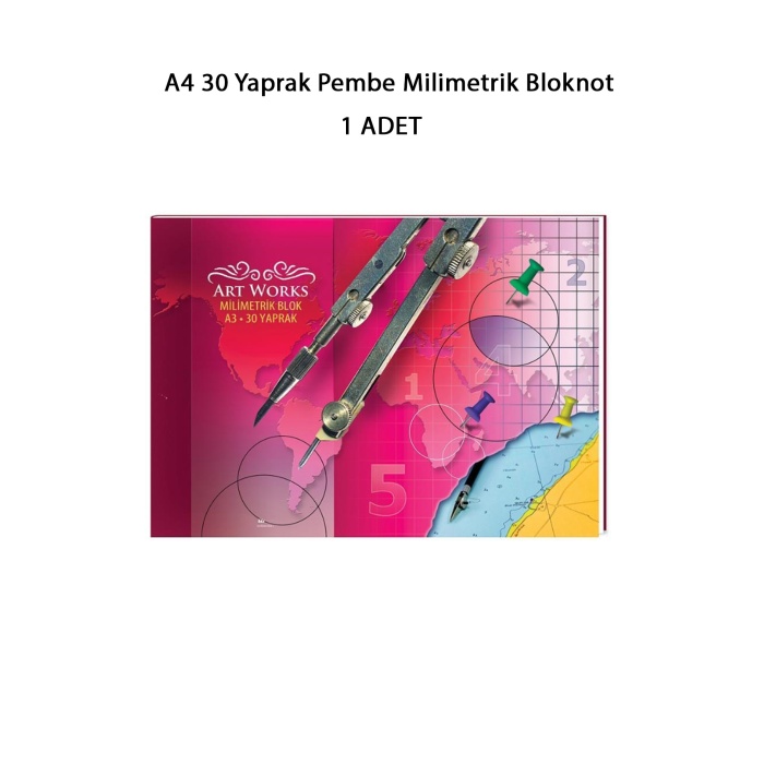 A4 30 Yaprak Pembe Milimetrik Bloknot