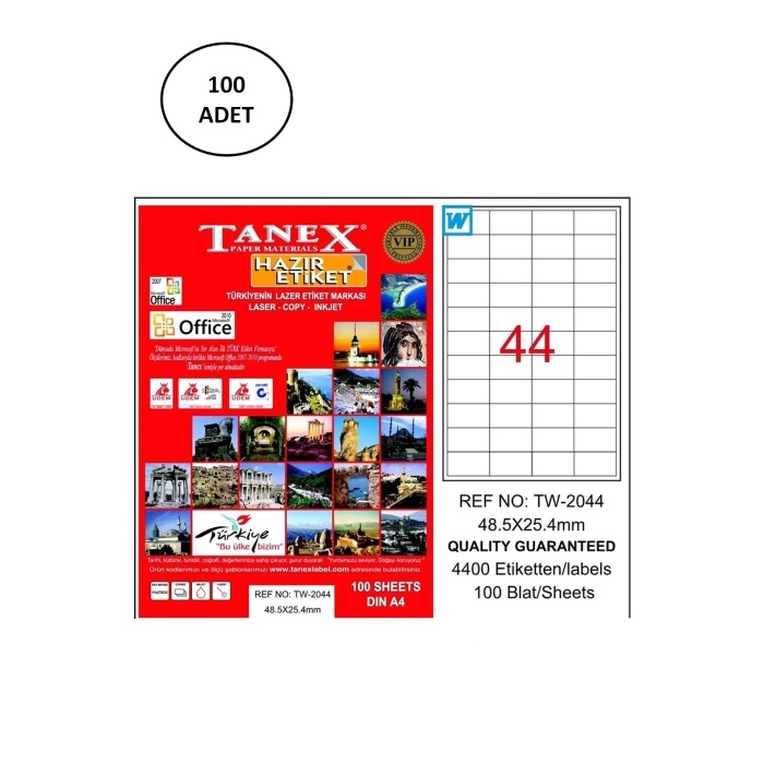 Tanex Tw-2044 Lazer Etiket 48X25 Mm 100 Lü