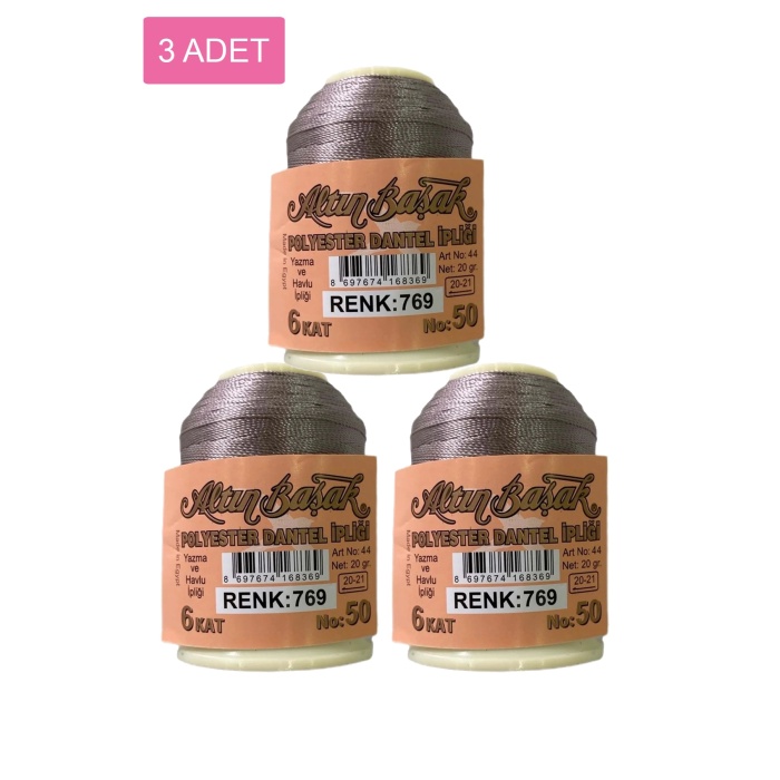 3 Adet Altınbaşak Oya ve Dantel İpi 20 gr - Royaleks - No: 769