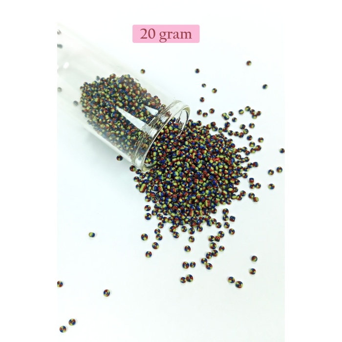 Dökme Cam Kum Boncuk (11/0) 2 mm - 20 Gram -  Üç Renkli - BNC032