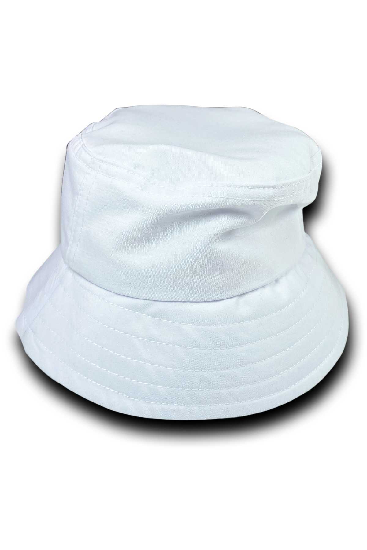 Unisex Kova Şapka Balıkçı Şapka Bucket Hat Beyaz