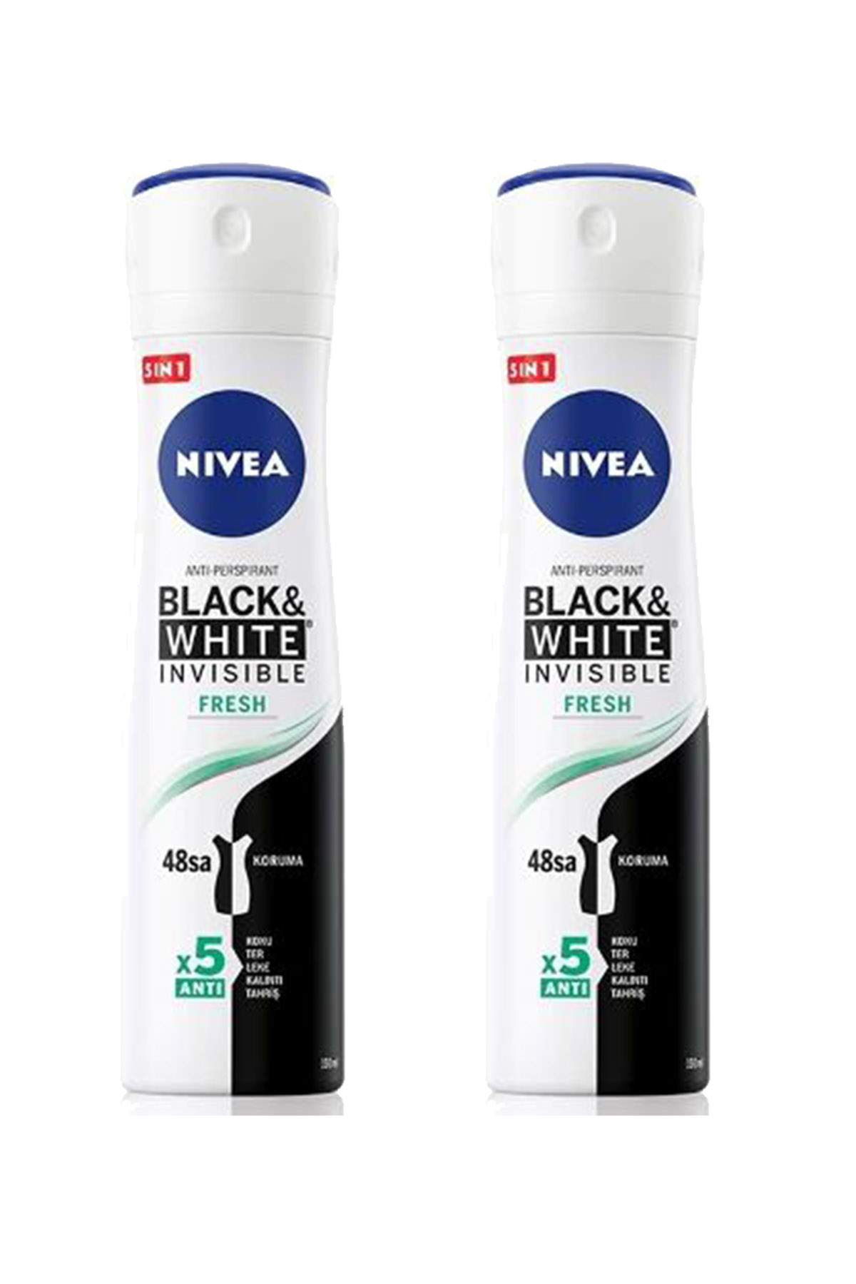 2 Adet Invisible Black & White Fresh Kadın Deodorant Sprey 150 ml