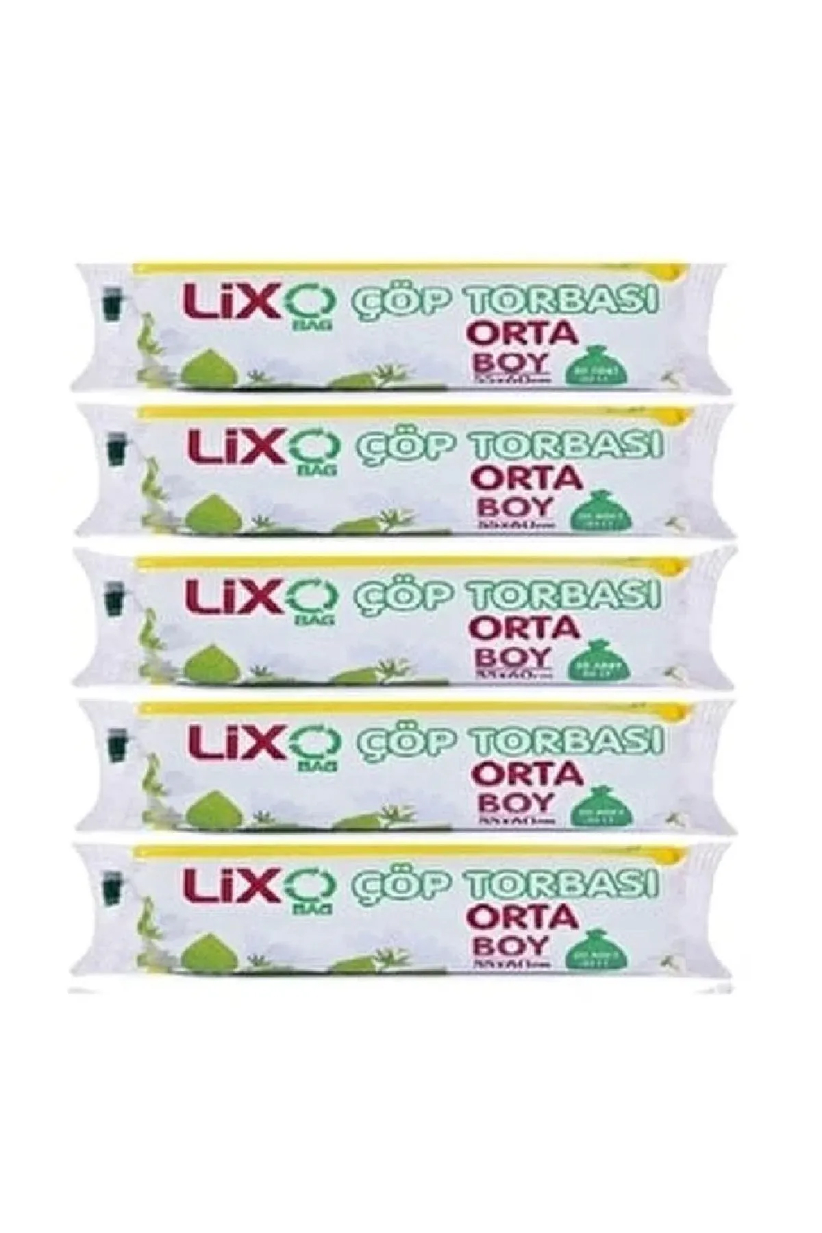 Orta Boy Çöp Torbası 55 x 60 cm 20 Li Rulo x 5 Paket = 100 Adet (Mavi)