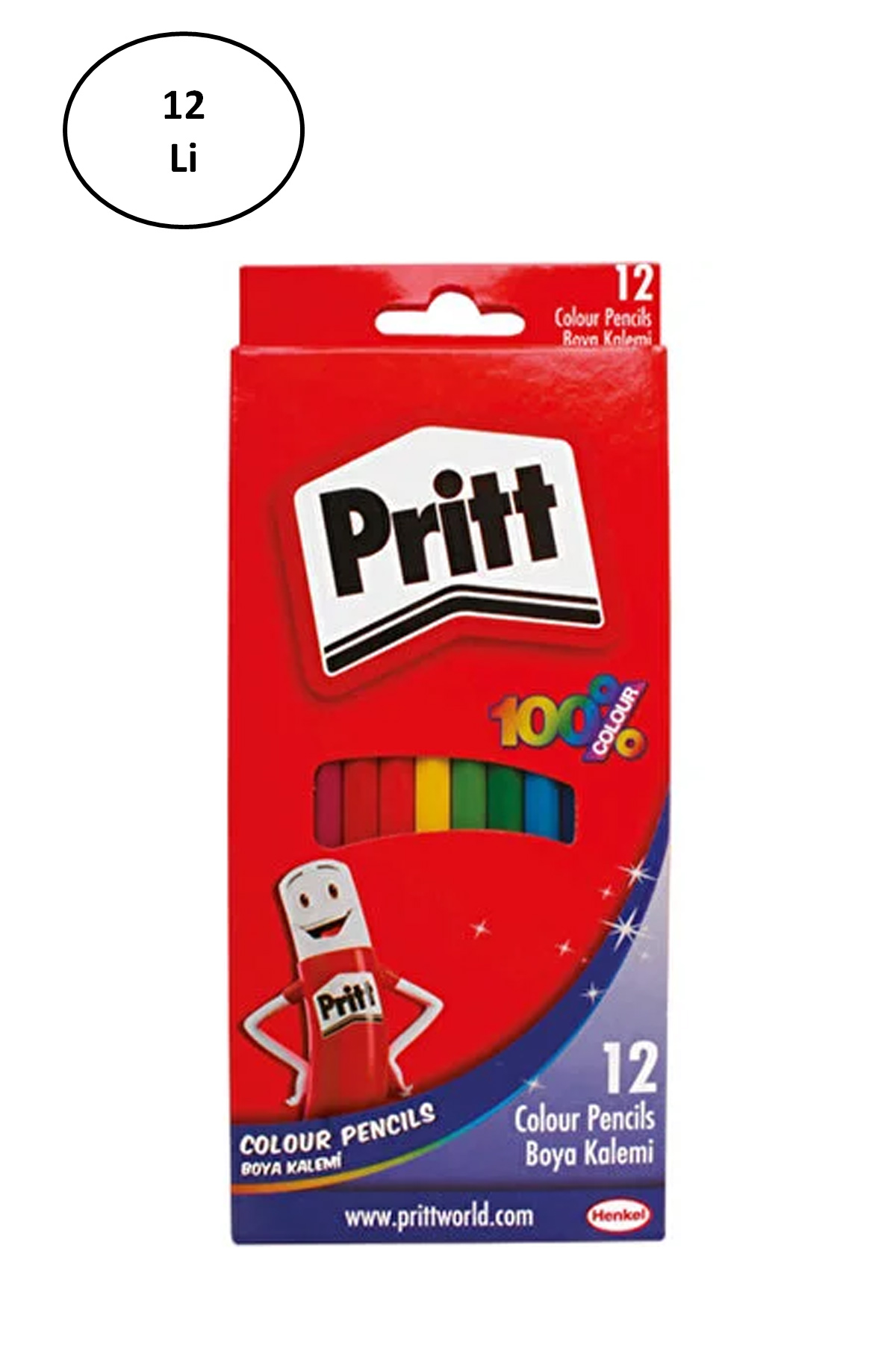 Pritt - 12 Renk Kuru Boya Tam Boy 1219734 12'li