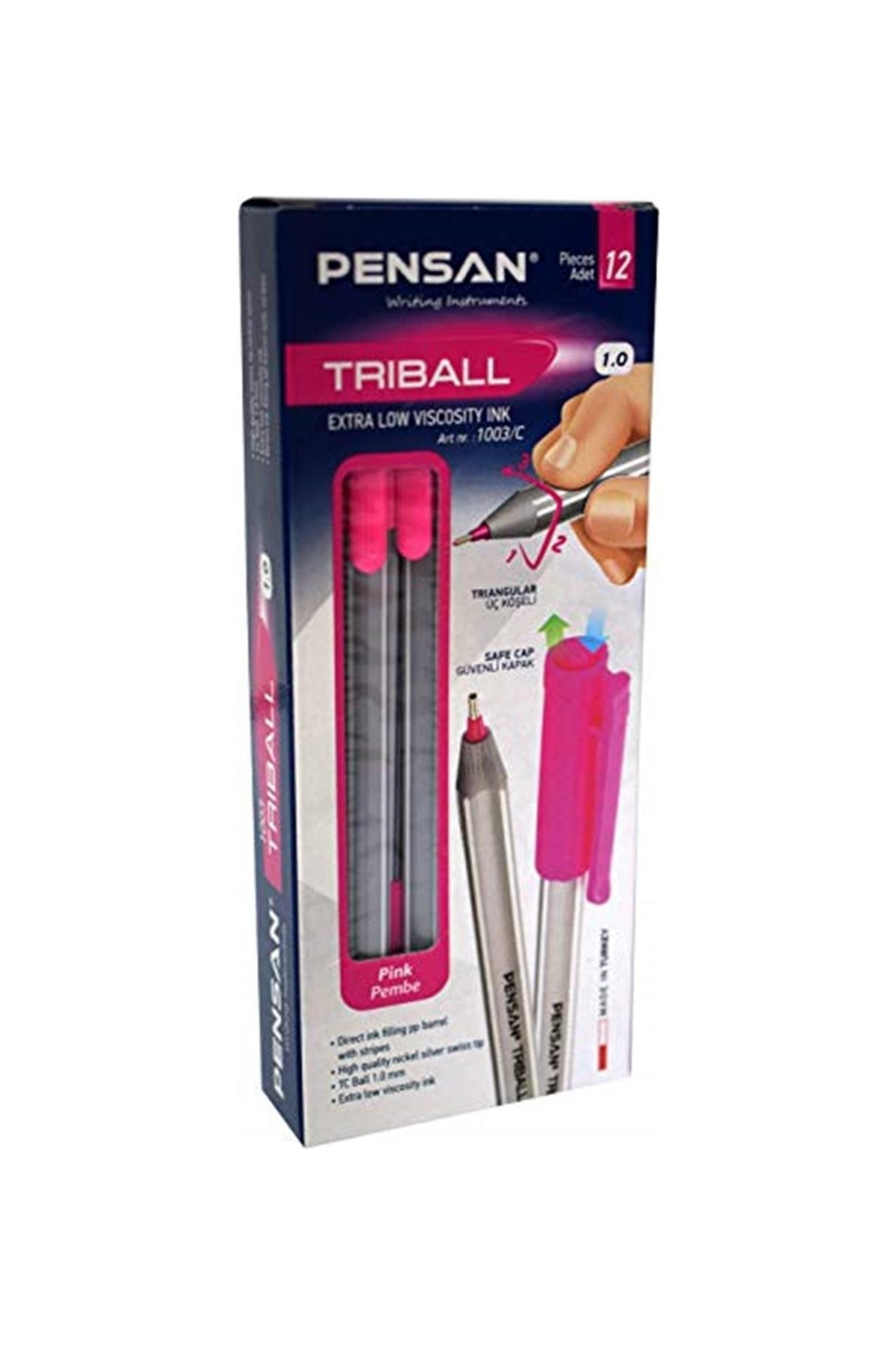 Pensan Trıball Tükenmez Kalem Pembe 12.li 1 mm