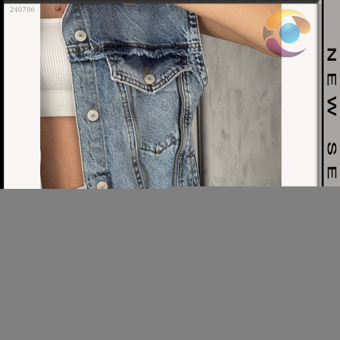 FERMUAR DETAY OVERSIZE JEANS-YELEK BAYAN S-L BEDEN 5 ADET