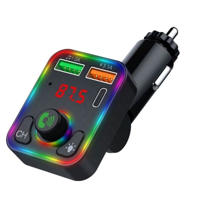 Concord C-618 Bluetooth Görüşme ve Müzik Dinleme Ekranlı RGB Fm Transmitter PD + 3.1A Çift USB Şarj