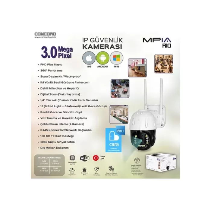 MPIA İP AKILLI KAMERA/ HAFIZA KARTLI 3.0MP LENS