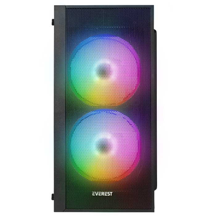 Everest MINION Mesh PEAK 300W 2* 12cm Rainbow Fan Akrilik Yan Panel Mini-T Gaming Oyuncu Kasası