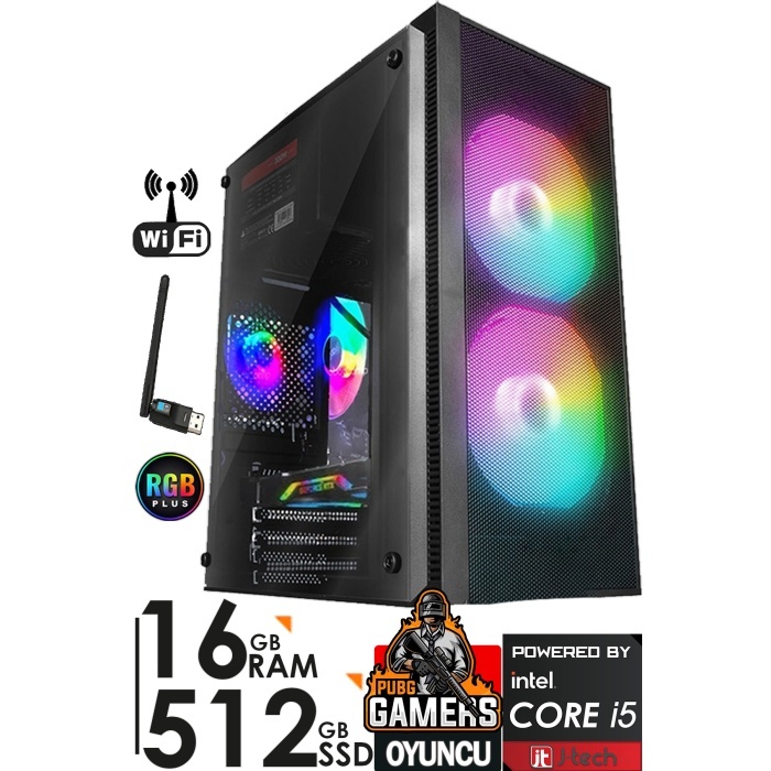 J-TECH G395 i5 2400 3.40GHz 16GB RAM 512GB SSD 4GB GT730 E.KARTI Oyuncu Bilgisayar Kasası