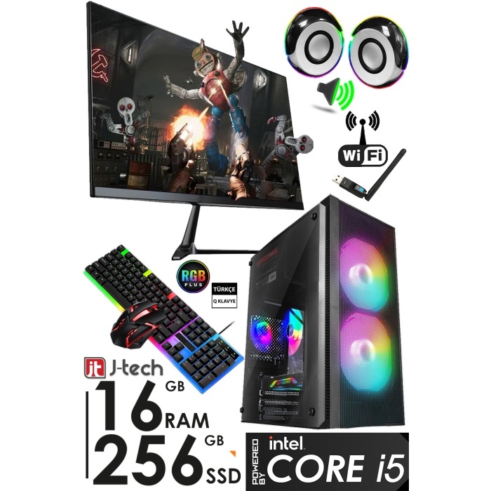 J-TECH R285 i5 6400 3.30Ghz 16GB RAM 256GB SSD 19 inç FHD Monitör Wi-Fi Masaüstü Bilgisayar