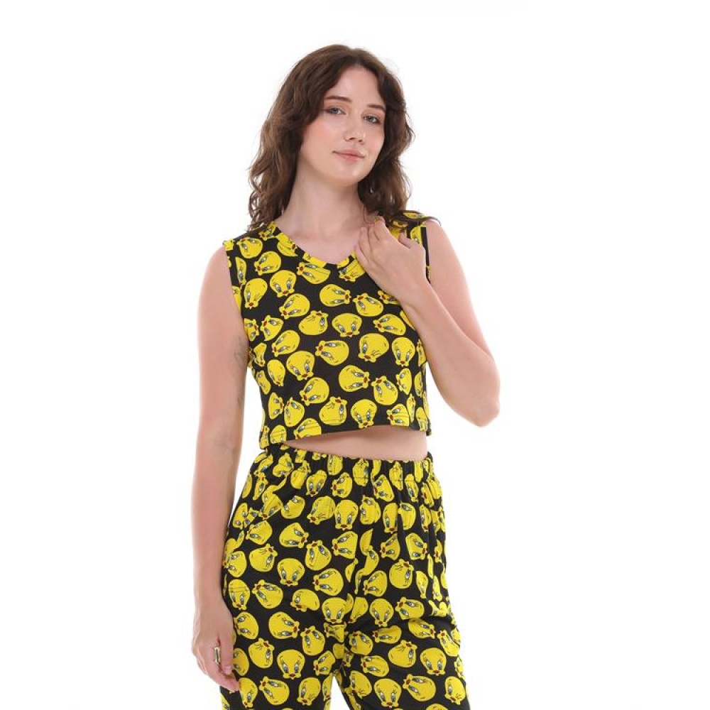 TWEETY ÇİZGİ FİLM KARAKTERLİ CROP PANTOLON İKİLİ TAKIM