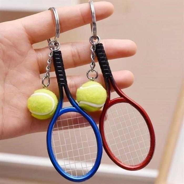 Gerçekçi Tenis Raketi Tasarımlı Şık Anahtarlık Kolye Çanta Süsü Tennis Keychain