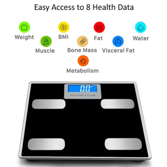 Akıllı Bluetooth Tartı Baskül Vücut Analizi Yağ - Su - Kas Ölçer 12 Adet Ölçüm Fonksiyonu